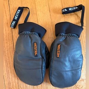 Hestra Charcoal Mittens with Black Accents